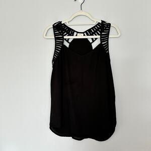 Pixley Dinora Lattice Strap Black Blouse Size Large Sleeveless Casual Career
